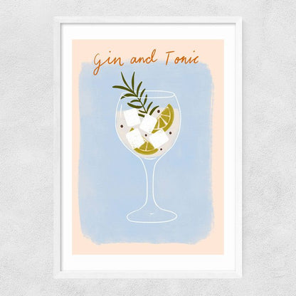 EAS-CCG-00033 Grade-C0 East End Prints East End Prints Gin And Tonic by Emmy Lupin Studio 40x50 White Framed Art Print RRP £85.00