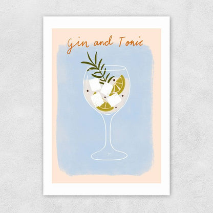 EAS-CCG-00033 Grade-C0 East End Prints East End Prints Gin And Tonic by Emmy Lupin Studio 40x50 White Framed Art Print RRP £85.00