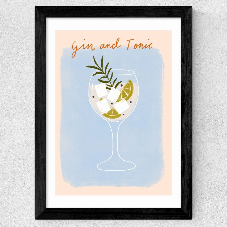 EAS-CCG-00033 Grade-C0 East End Prints East End Prints Gin And Tonic by Emmy Lupin Studio 40x50 White Framed Art Print RRP £85.00