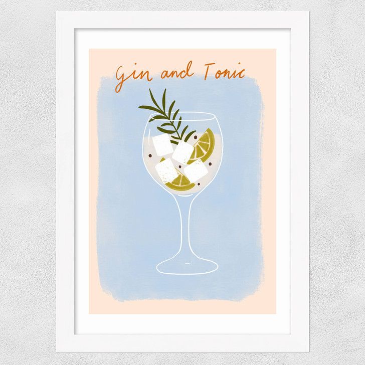 EAS-CCG-00033 Grade-C0 East End Prints East End Prints Gin And Tonic by Emmy Lupin Studio 40x50 White Framed Art Print RRP £85.00