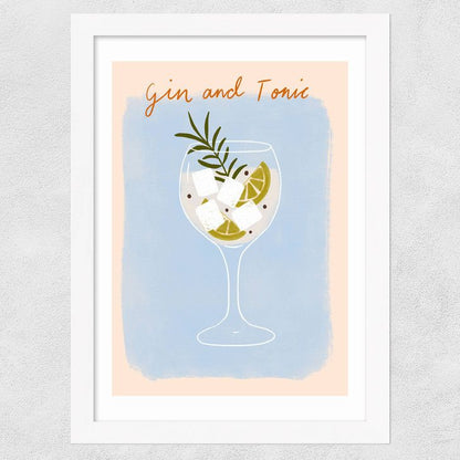 EAS-CCG-00033 Grade-C0 East End Prints East End Prints Gin And Tonic by Emmy Lupin Studio 40x50 White Framed Art Print RRP £85.00