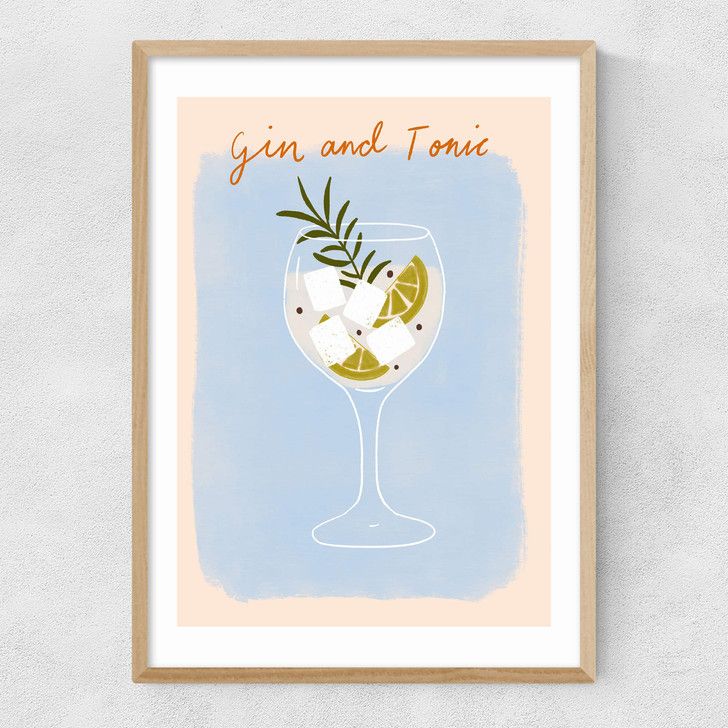 EAS-CCG-00033 Grade-C0 East End Prints East End Prints Gin And Tonic by Emmy Lupin Studio 40x50 White Framed Art Print RRP £85.00