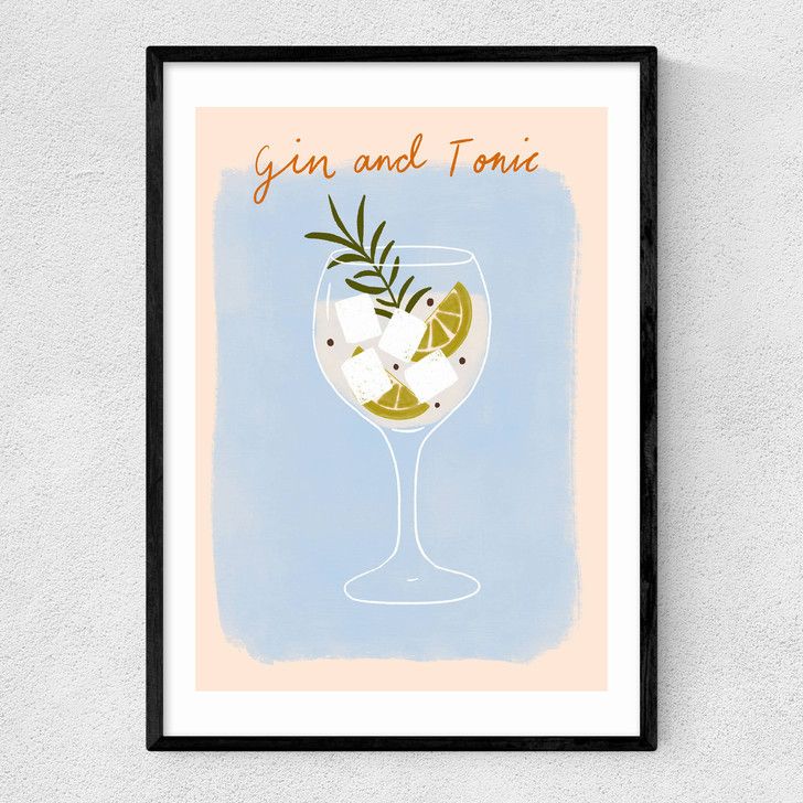 EAS-CCG-00033 Grade-C0 East End Prints East End Prints Gin And Tonic by Emmy Lupin Studio 40x50 White Framed Art Print RRP £85.00
