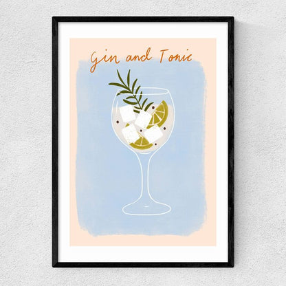 EAS-CCG-00033 Grade-C0 East End Prints East End Prints Gin And Tonic by Emmy Lupin Studio 40x50 White Framed Art Print RRP £85.00