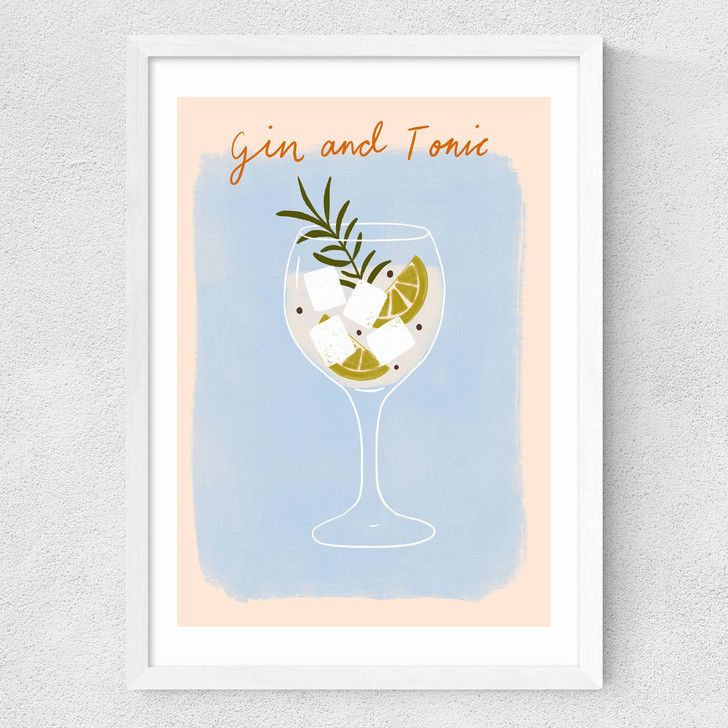 EAS-CCG-00033 Grade-C0 East End Prints East End Prints Gin And Tonic by Emmy Lupin Studio 40x50 White Framed Art Print RRP £85.00