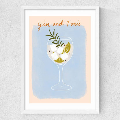 EAS-CCG-00033 Grade-C0 East End Prints East End Prints Gin And Tonic by Emmy Lupin Studio 40x50 White Framed Art Print RRP £85.00