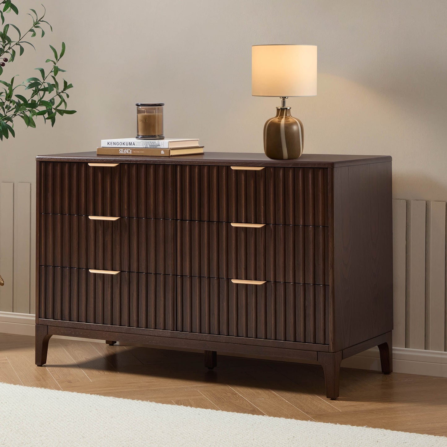 DUS-CC2-04262 Grade-B Dusk Elena Ash 6 Drawer Chest - Walnut RRP £319.00