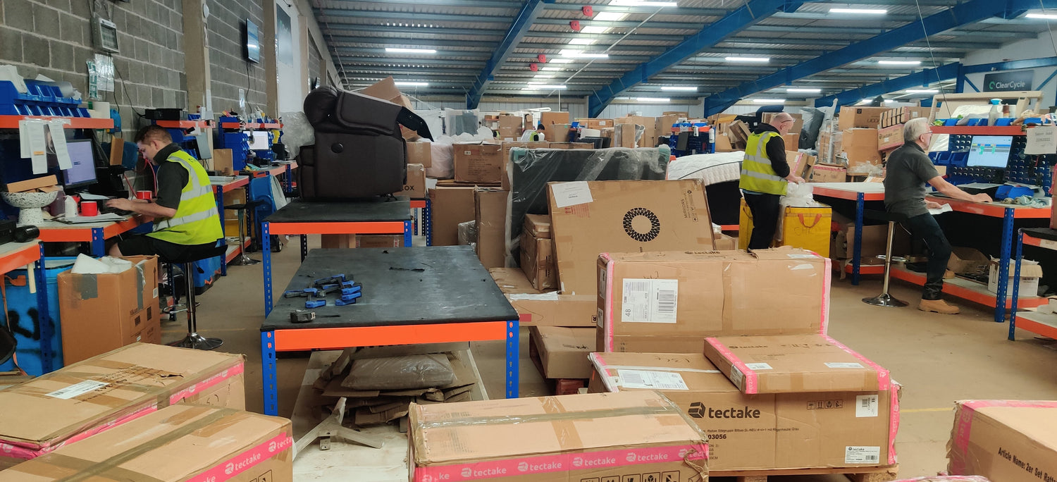 ClearCycle processing of customer return pallets at Lancashire warehouse