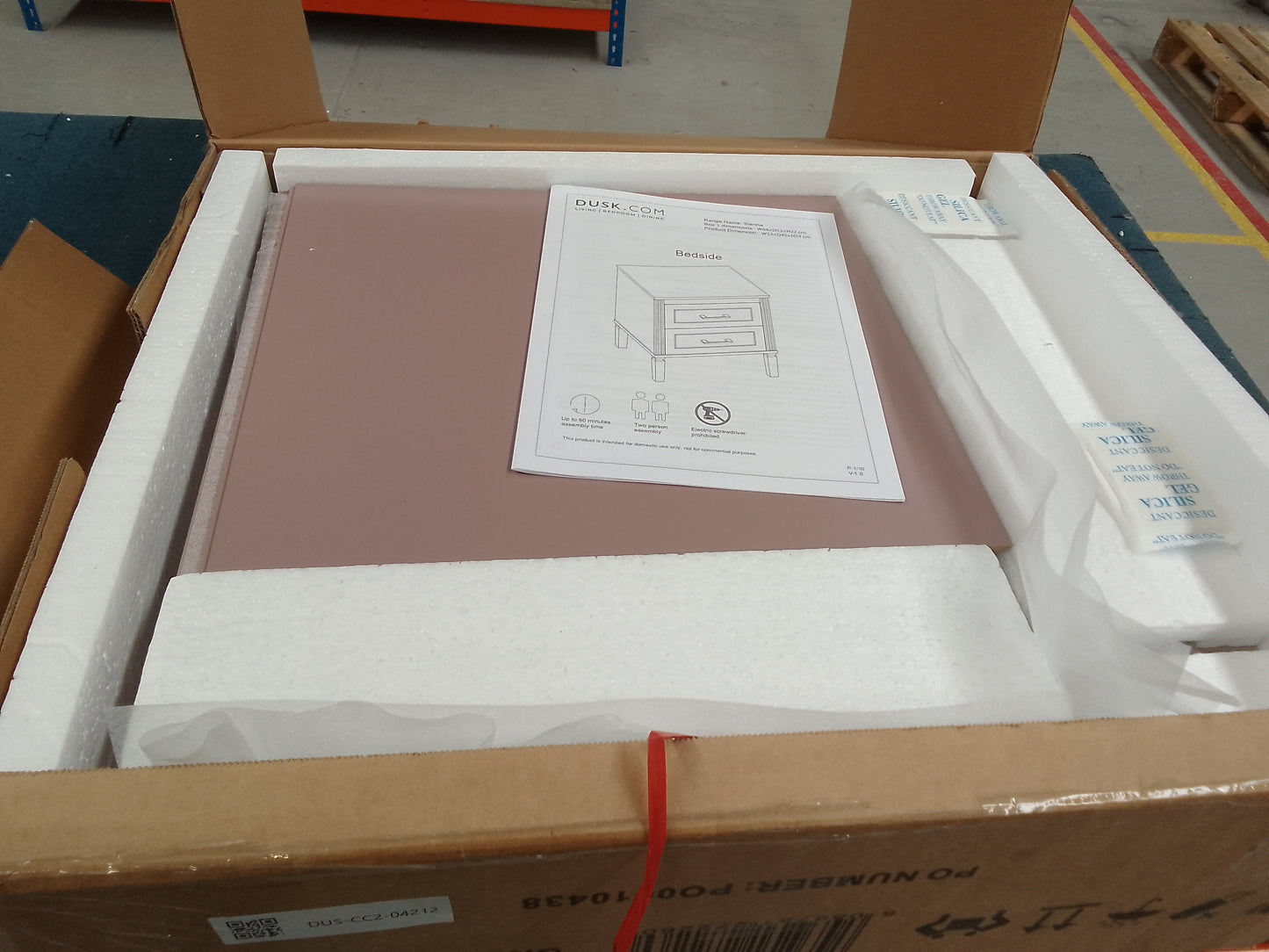 DUS-CC2-04212 Grade-B Dusk Sienna 2 Drawer Bedside Table - Dusty Mauve RRP £109.00