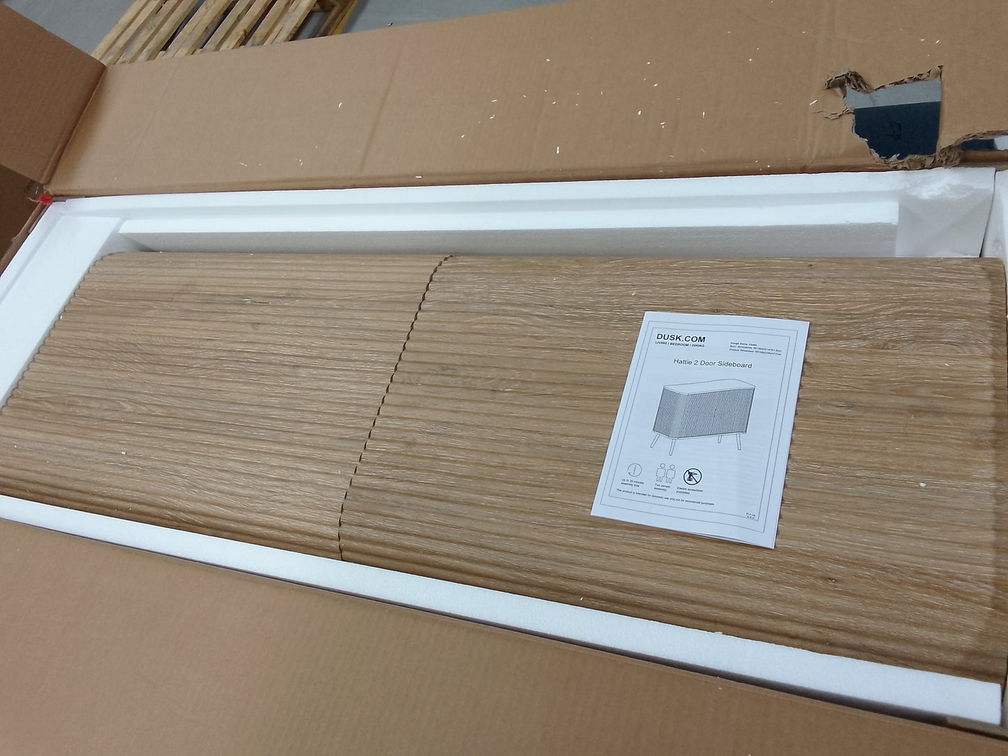 DUS-CC2-05210 Grade-B Dusk Hattie 2 Door Sideboard - Light Wood RRP £229.00