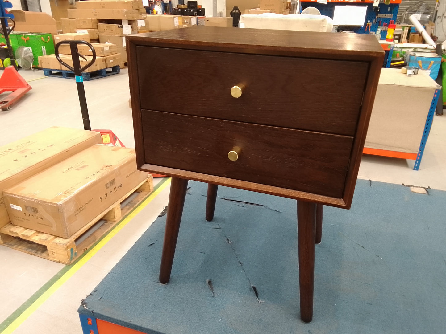 DUS-CC2-05317 Grade-B Dusk Heidi Oak 2 Drawer Bedside Table - Walnut RRP £139.00