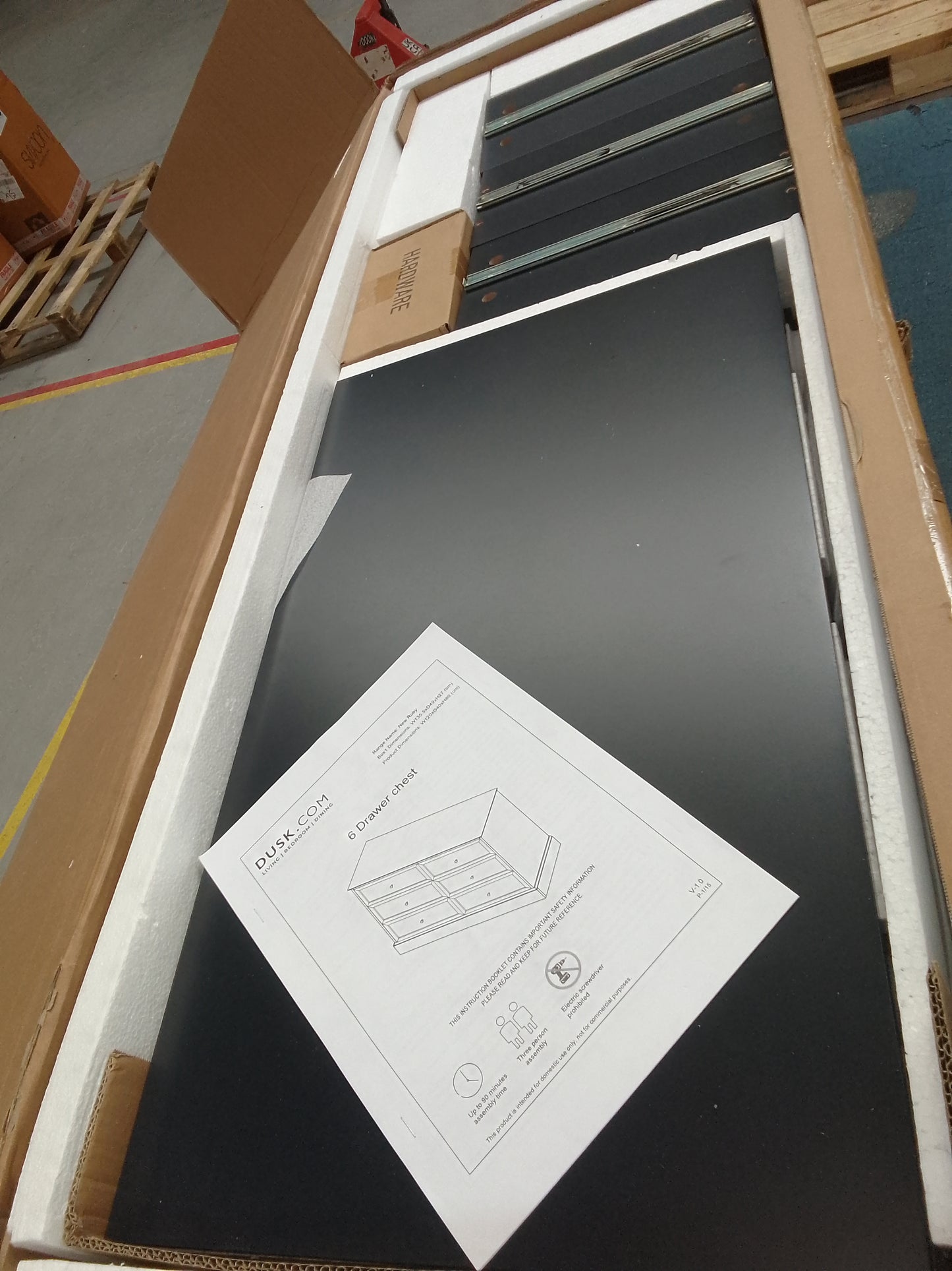 DUS-CC2-06674 Grade-B Dusk Ruby 6 Drawer Chest - Midnight RRP £227.00