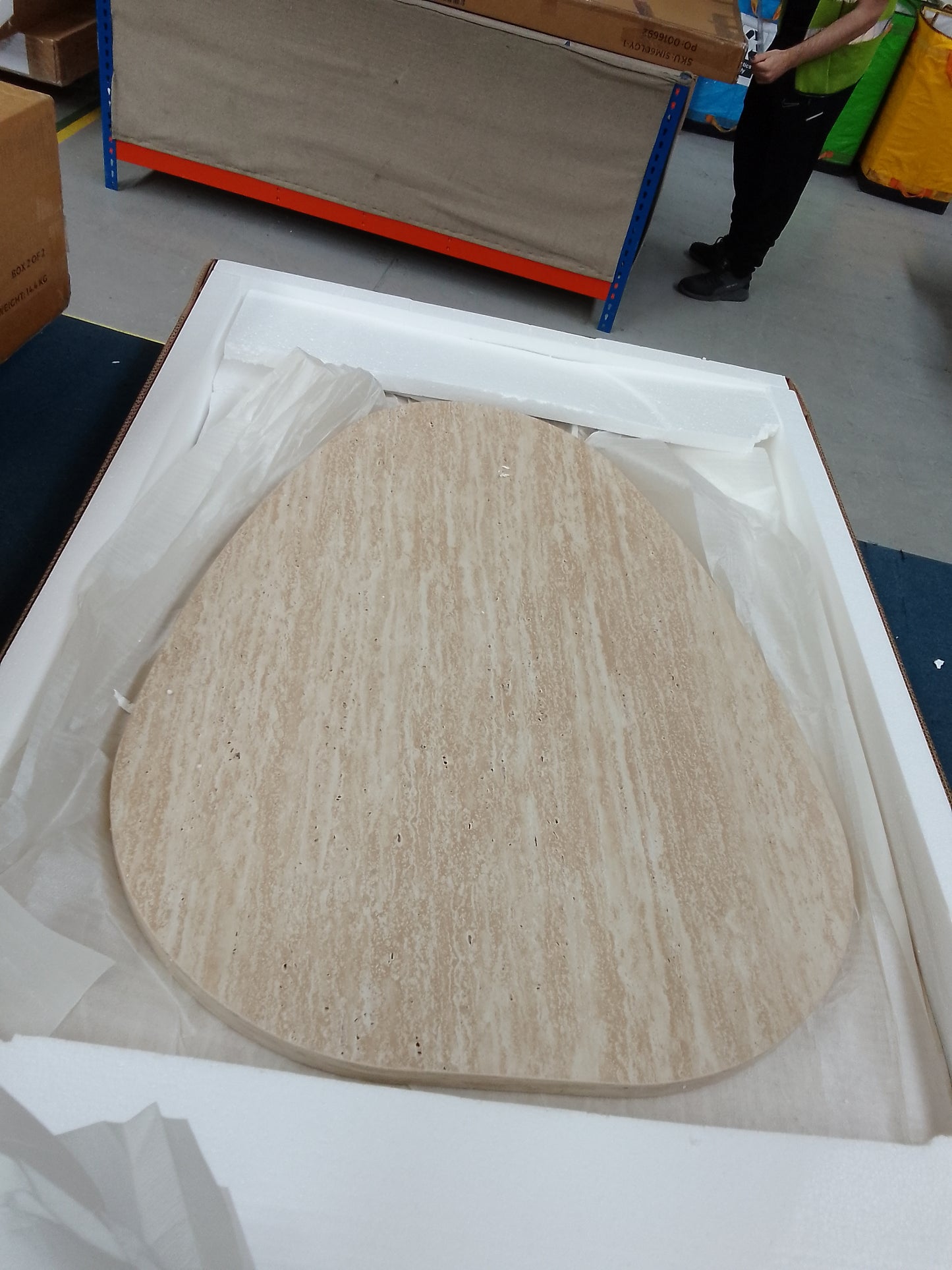 DUS-CC2-07253 Grade-B Dusk Azra Nesting Coffee Tables - Travertine Marble Effect RRP £199.00