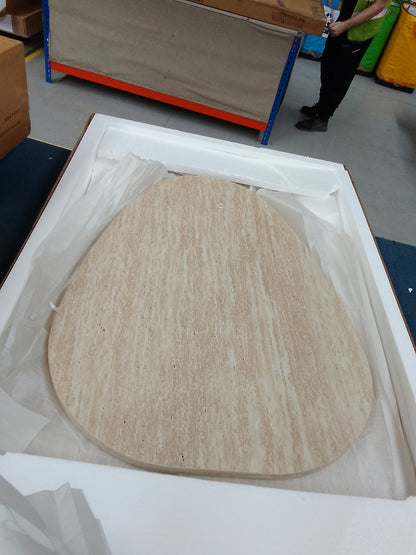 DUS-CC2-07253 Grade-B Dusk Azra Nesting Coffee Tables - Travertine Marble Effect RRP £199.00