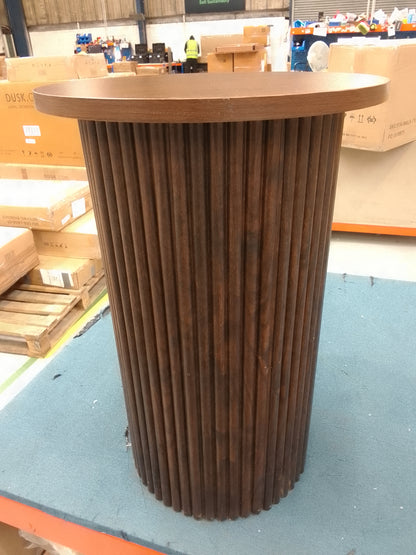 DUS-CC2-06930 Grade-B Dusk Hattie Round Pedestal Side Table - Walnut RRP £129.00