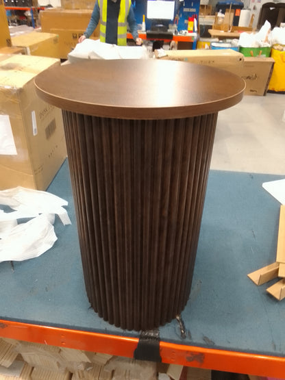 DUS-CC2-06929 Grade-B Dusk Hattie Round Pedestal Side Table - Walnut RRP £129.00