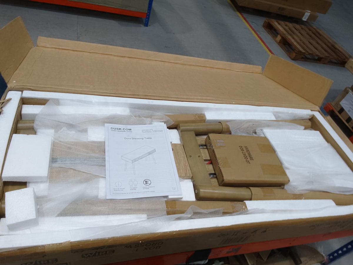 DUS-CC2-08029 Grade-B Dusk Dora Dressing Table Console - Light Wood RRP £159.00