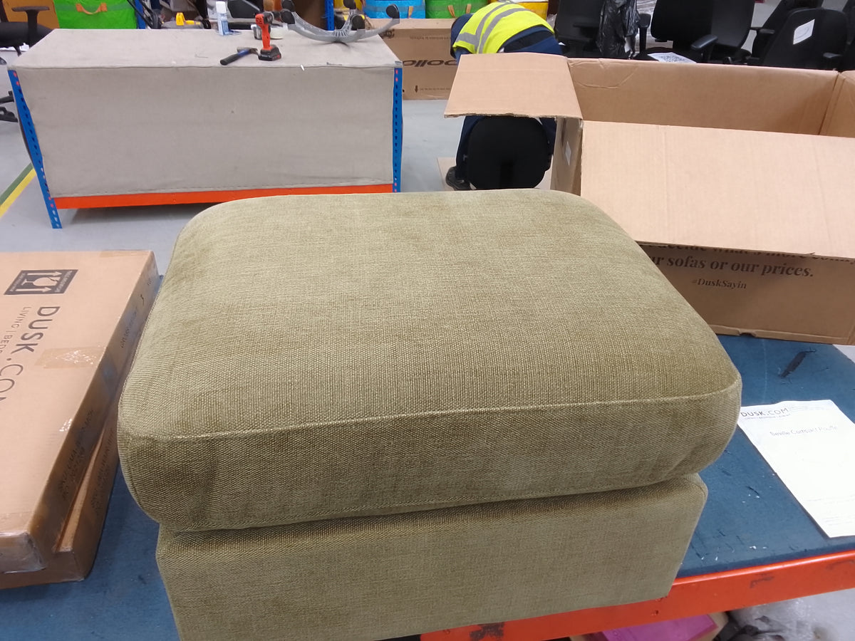 DUS-CC2-08344 Grade-B Dusk Small Seville Compact Pouffe - Chenille Olive RRP £149.00