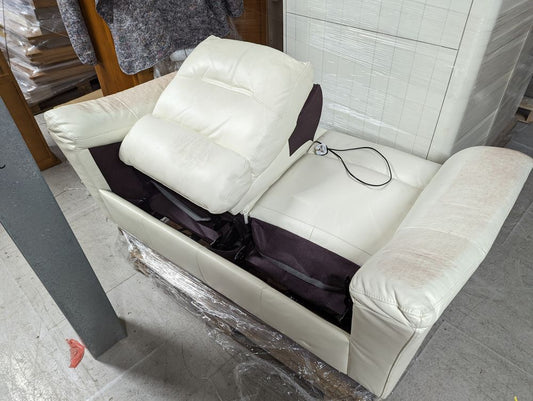 Oak Furnitureland Muse Off White Leather 2 Seater Electric Recliner Sofa - Storage Marks - RRP £1499.99