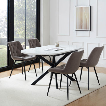 DUS-CC2-05189 Grade-B Dusk Brooke Oval Extendable 4-8 Seater Dining Table - Stone/Black RRP £269.00
