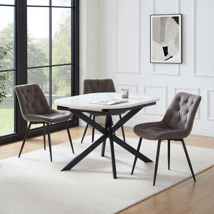 DUS-CC2-05189 Grade-B Dusk Brooke Oval Extendable 4-8 Seater Dining Table - Stone/Black RRP £269.00