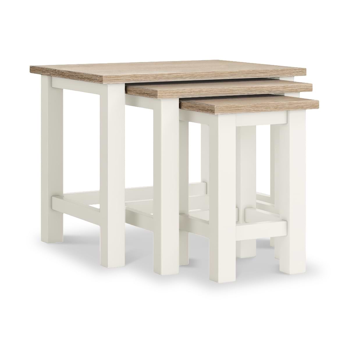 ROS-OUT-00604 Grade-C1 Roseland Furniture Farro Two Tone Nest Of Tables Coconut White RRP £109.95