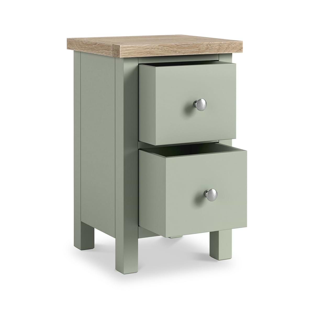 ROS-OUT-00004 Grade-C0 Roseland Furniture Farro Slim Bedside Washed Oak & Sage RRP £89.95