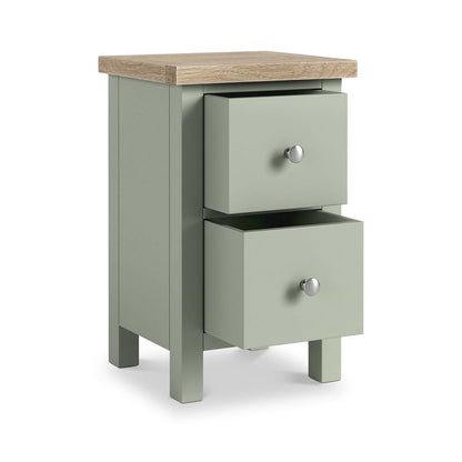 ROS-OUT-00004 Grade-C0 Roseland Furniture Farro Slim Bedside Washed Oak & Sage RRP £89.95