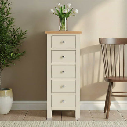 ROS-OUT-00187 Grade-C1 Roseland Furniture Farro Cream Tallboy Chest RRP £234.95