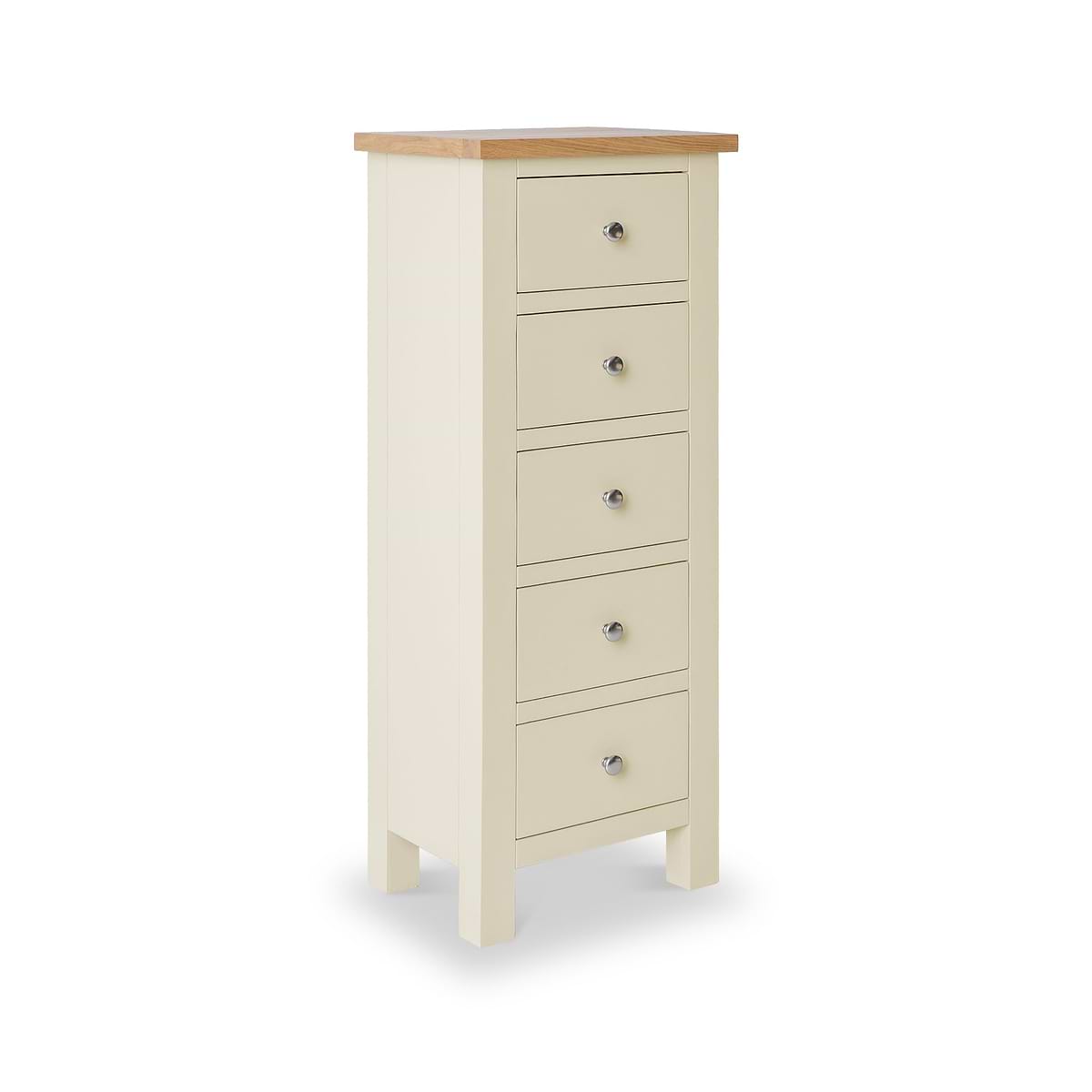 ROS-OUT-00187 Grade-C1 Roseland Furniture Farro Cream Tallboy Chest RRP £234.95