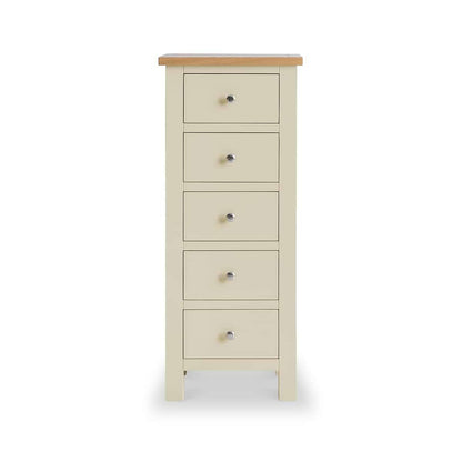 ROS-OUT-00187 Grade-C1 Roseland Furniture Farro Cream Tallboy Chest RRP £234.95