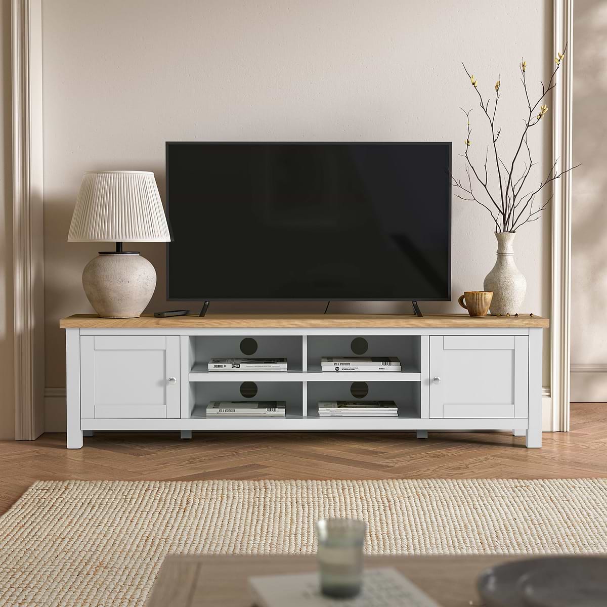 ROS-OUT-00007 Grade-C1 Roseland Furniture Farro Grey Extra Wide TV Unit RRP £299.95