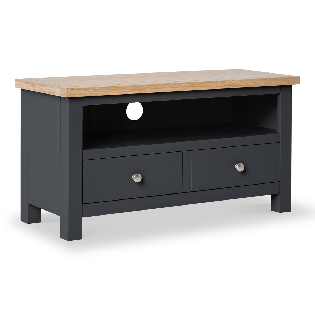 ROS-OUT-00365 Grade-C3 Roseland Furniture Farrow Small TV Unit Charcoal - 90cm RRP £139.95