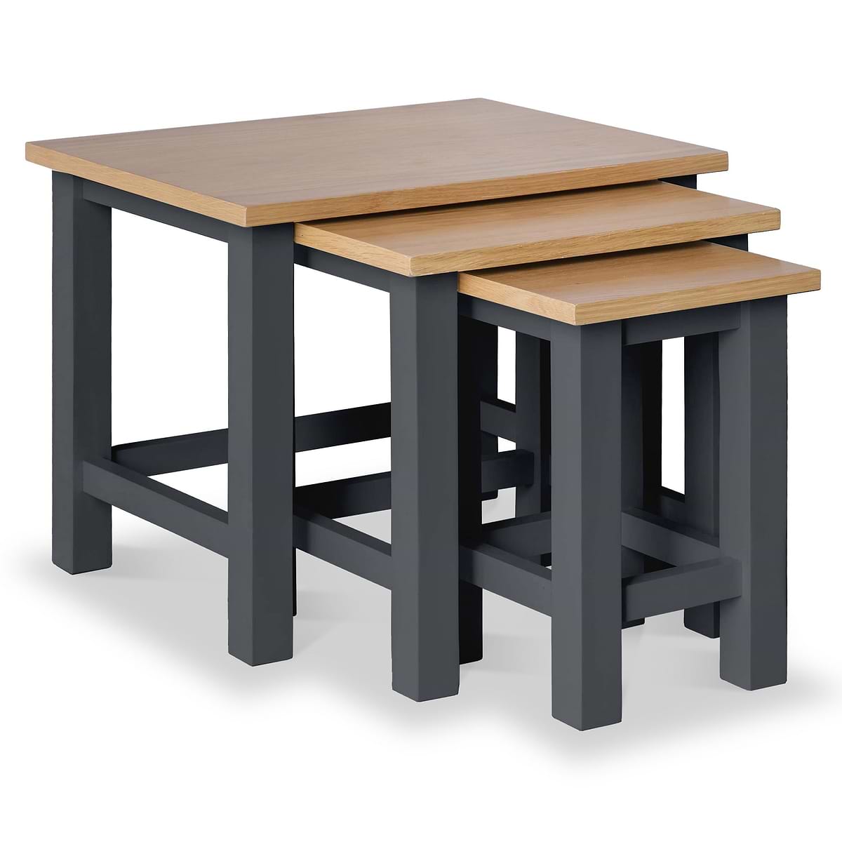 ROS-OUT-00637 Grade-C1 Roseland Furniture Farrow Nest Of 3 Tables Charcoal - Fully Assembled RRP £114.95