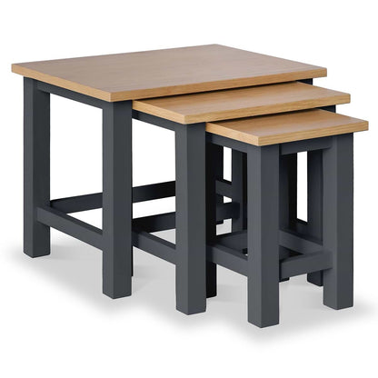 ROS-OUT-00637 Grade-C1 Roseland Furniture Farrow Nest Of 3 Tables Charcoal - Fully Assembled RRP £114.95
