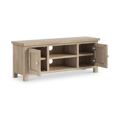 ROS-OUT-00008 Grade-C1 Roseland Furniture Farrow Washed Oak 120cm TV Stand RRP £234.95
