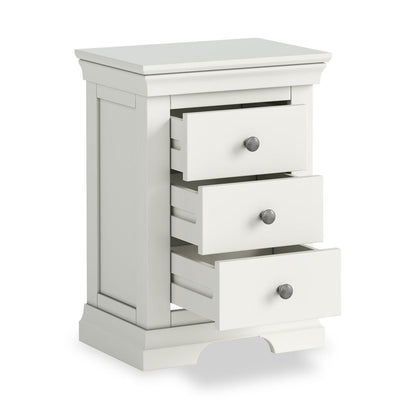 ROS-OUT-00031 Grade-C0 Roseland Furniture Colette 3 Drawer Bedside Table - Cream RRP £124.95