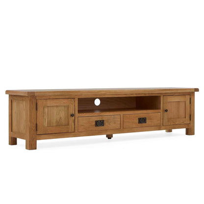 ROS-OUT-00145 Grade-C0 Roseland Furniture Zelah Oak Extra Wide TV Unit 200cm RRP £444.95