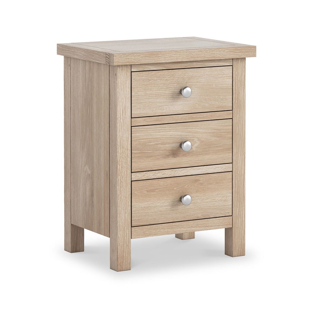 ROS-OUT-00536 Grade-C1 Roseland Furniture Farrow Washed Oak Bedside Table RRP £109.95