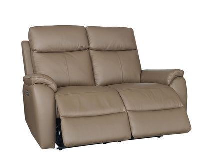Aspire Kingsmere Grade B Mushroom Leather 2 Seater Power Recliner Sofa RRP £1500