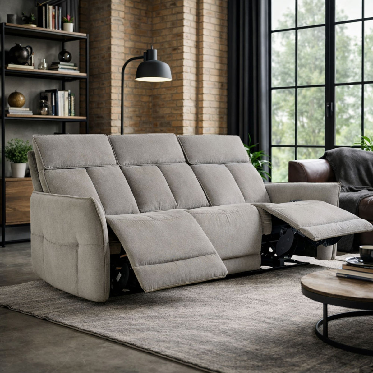 Aspire Ashford Grade B Acier Woven Chenille 3 Seater Power Recliner Sofa RRP £965