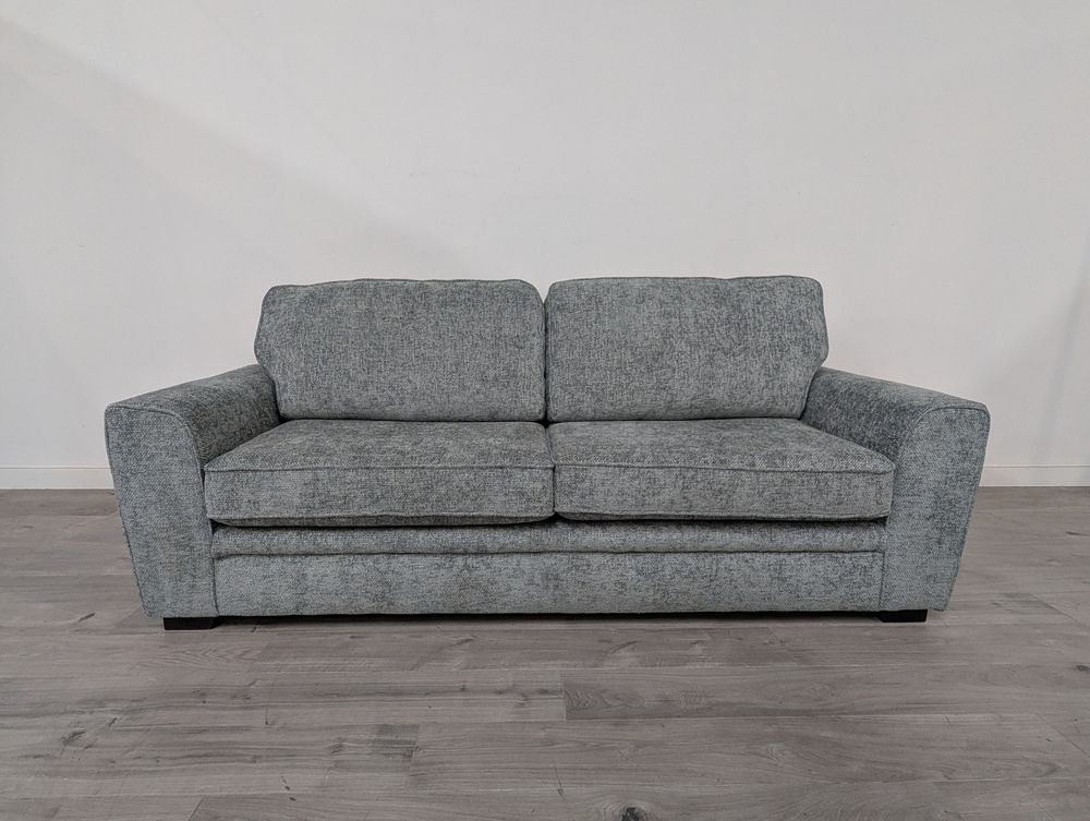  Oak Furnitureland Grade B Melbourne Enzo Duck Egg Fabric 4 Seater Sofa RRP £1249