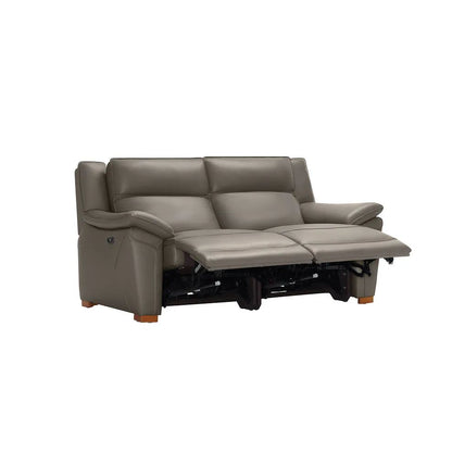  Oak Furnitureland Grade B Dune Grey Leather 2 Seater Electric Recliner Sofa RRP £2150