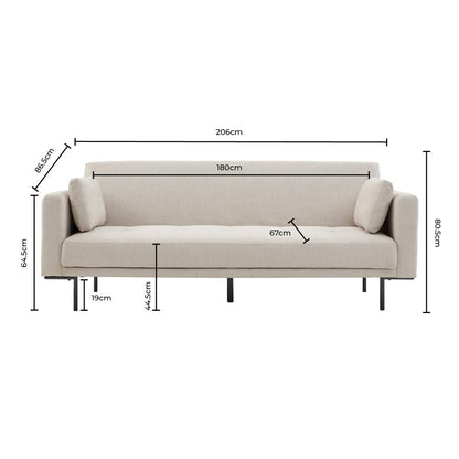 Dusk Hudson Grade B Stone Grey Linen Look Click Clack Sofa Bed RRP £339