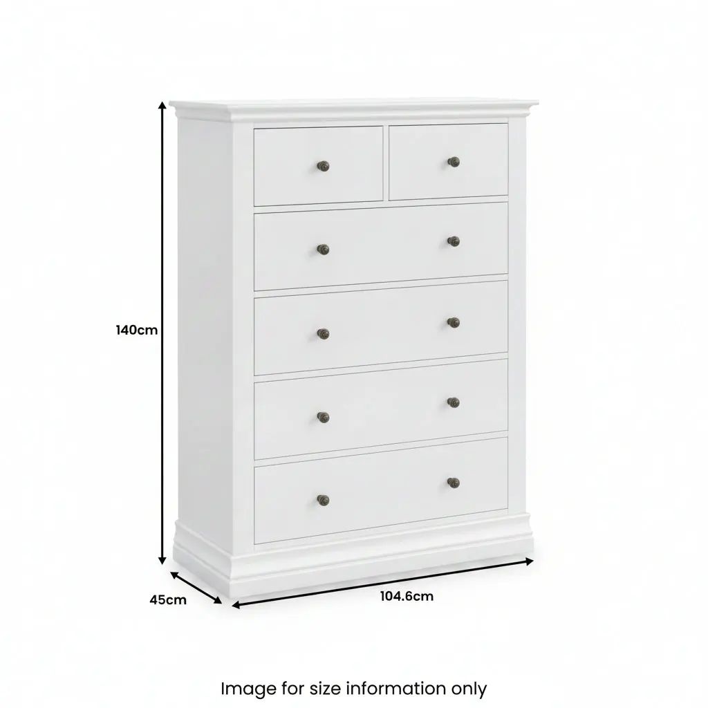 Roseland Grade B Furniture Porter White 2 Over 4 Chest of Drawers RRP £935
