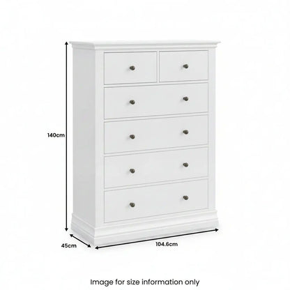 Roseland Grade B Furniture Porter White 2 Over 4 Chest of Drawers RRP £935