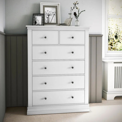Roseland Grade B Furniture Porter White 2 Over 4 Chest of Drawers RRP £935