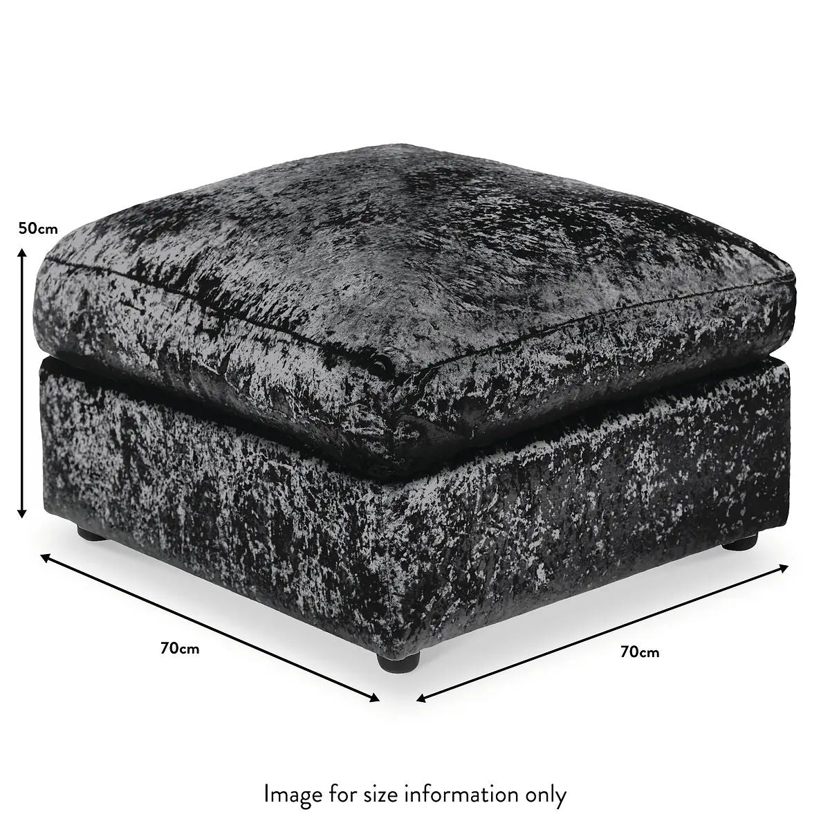 Roseland Grade B Furniture Tamara Black Crushed Velvet Footstool RRP £220