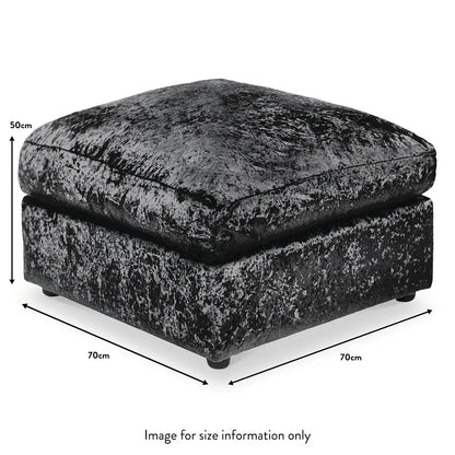 Roseland Grade B Furniture Tamara Black Crushed Velvet Footstool RRP £220