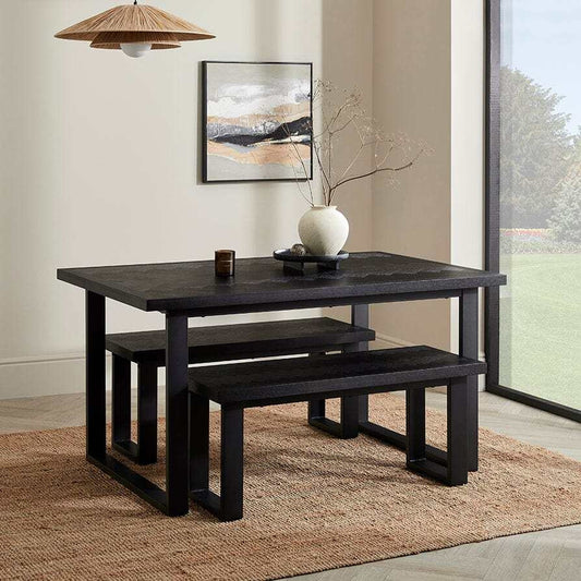 DUS-CC2-01398 Grade-B Dusk Harper Chevron 6-8 Seater Dining Table - Black RRP £449.00